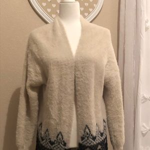 Cream Cardigan With Black Detailed Border